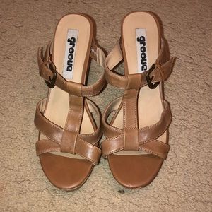 Brown Strapped Wedges